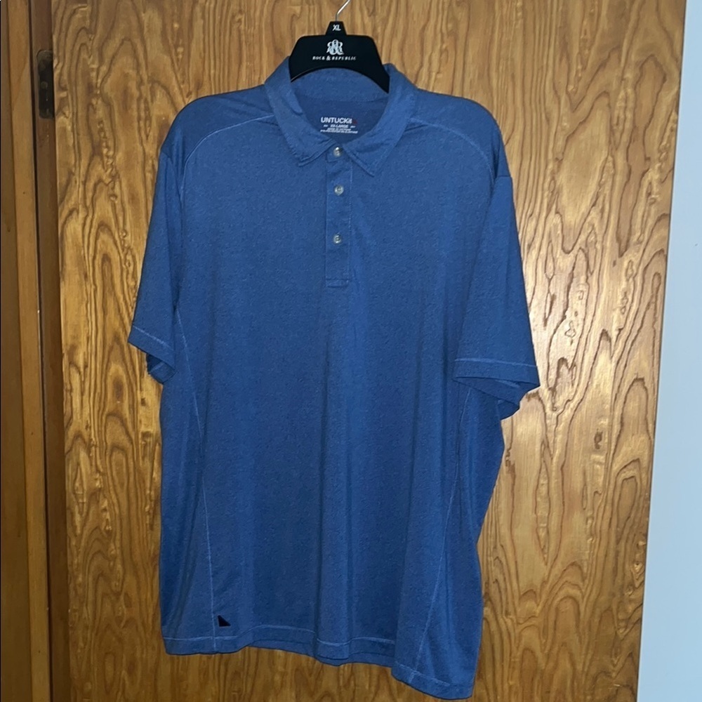 Untuckit  Blue Polo Shirt Classic Casual Fit Size XXL